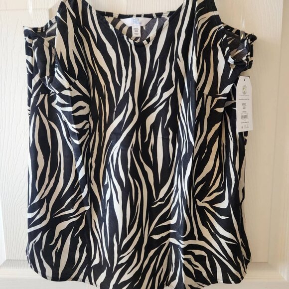 Time and Tru Womens Zebra Print Spaghetti Strap Cami Top XXXL Adjustable Straps - Picture 2 of 10